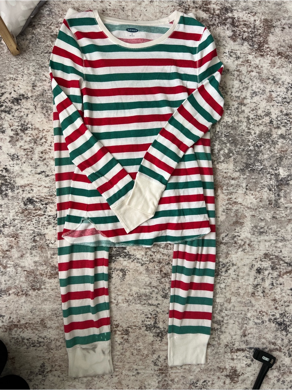Old Navy Kids Red & Green Striped Holiday Pajama Set
